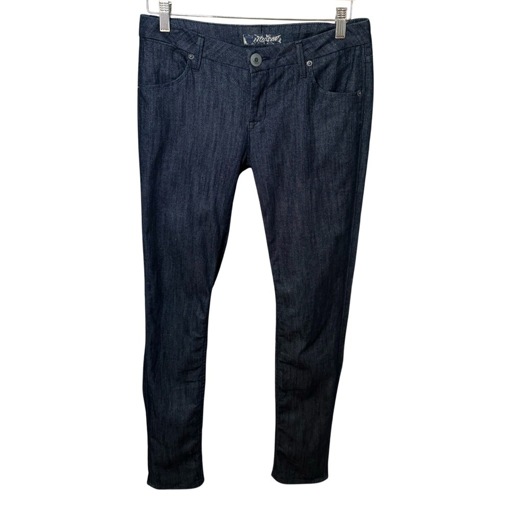 HUDSON Low-Rise Slim Jeans Dark Wash Shimmer Metallic Stretch Denim Size 28
